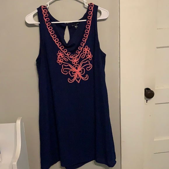 Pink and Navy Sleeveless Dress - Picture 1 of 4